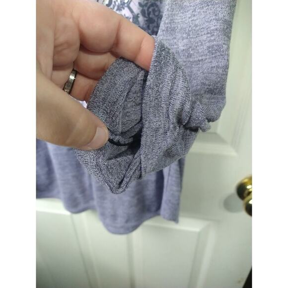 Est. 1946 Woman M Purple Peacock 3/4 Sleeve Pullover Tee Curved Hem - Picture 5 of 9